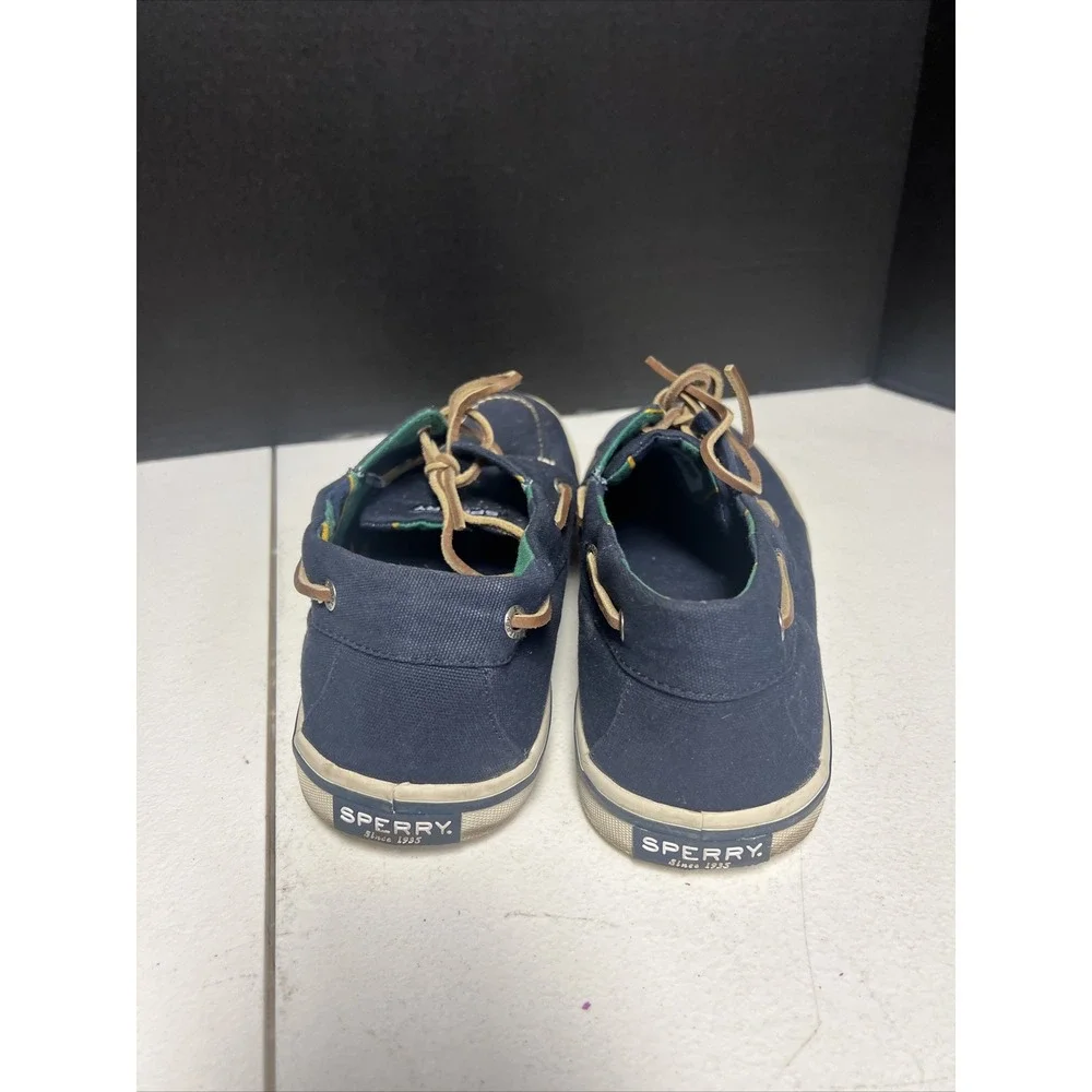 Sperry Top Sider Mens 13 Blue Canvas Boat‎ Shoes Leather Laces